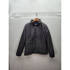 Lands End Womens Insulated Black Jacket Size S Polyester Shell & Lining Zip
